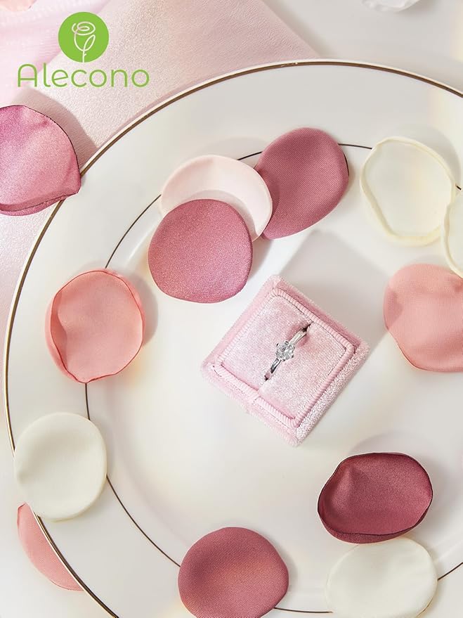 Alecono 𝟲𝟬𝟬𝙋𝙘𝙨 Silk Rose Petals, Pink Petals for Wedding Proposal Flower Girl Baket, Fake Rose Petals for Night Table Decoration