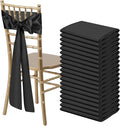 50 PCS Black Satin Chair Sashes Bows Universal Chair Ribbon Ties Back Sash for Wedding Party Reception Events Banquets Hotel Event Chair Cover Decoration (Champagne 7x108 inch)
