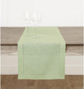 Solino Home Linen Table Runner 36 Inches - 100% Pure Linen Sage Green Hemstitch Table Runner 14 x 36 Inch Ideal for Dresser and Coffee Tables - Fall, Thanksgiving, Christmas - Classic Hemstitch