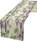 Vintage Bird Flower Table Runner Seasonal Spring Purple Wisteria Garden Plants Lavender Florals Farmhouse Country Kitchen Dinner Runner Dining Table Decoration for Home Party Holiday 13"x60"