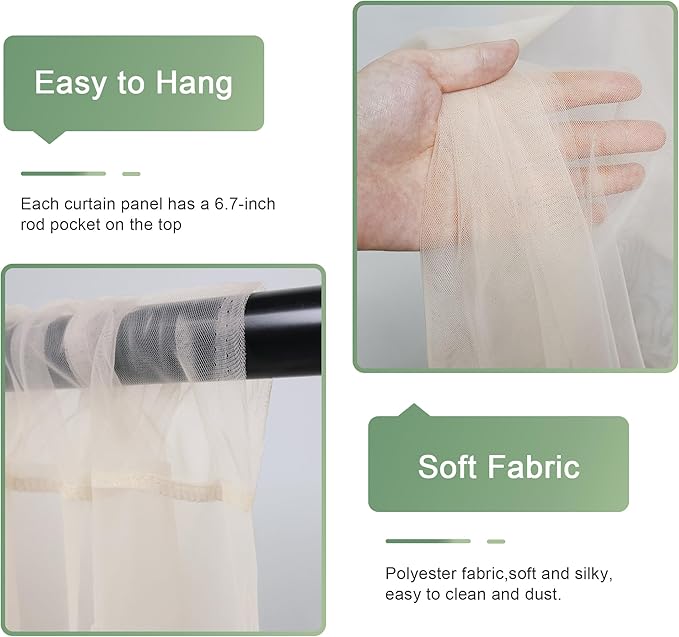 Tulle Backdrop Curtain with Lights String 30 X 8FT Champagne Sheer Tulle Backdrop Curtains for Wedding Birthday Party Reception Photo Booth Background Decorations (6 Panels 5x8FT)