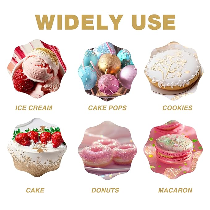 Edible Glitter Paint Set- 6 Color Food Coloring Metallic Glitter Paint for Baking, Cake Decorating - Food Grade Art Decorative Cake Paint for Cupcakes, Cookies, Fondant, Donuts, Macaron, Candy (metal, 6 color)