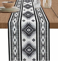 Aztec Southwest Cotton Linen Table Runner for Dining Kitchen, Wedding Outdoor Party Tablerunners Decoration, Boho Ethnic Tribes Vintage Grey Dresser Scarf Coffee Tablecloth Runners 13x60 Inches