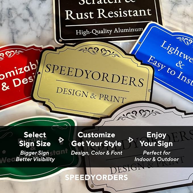 Custom Aluminum Outdoor Metal Sign, Personalized, Waterproof, Design 2 Black Charcoal 18x12 In