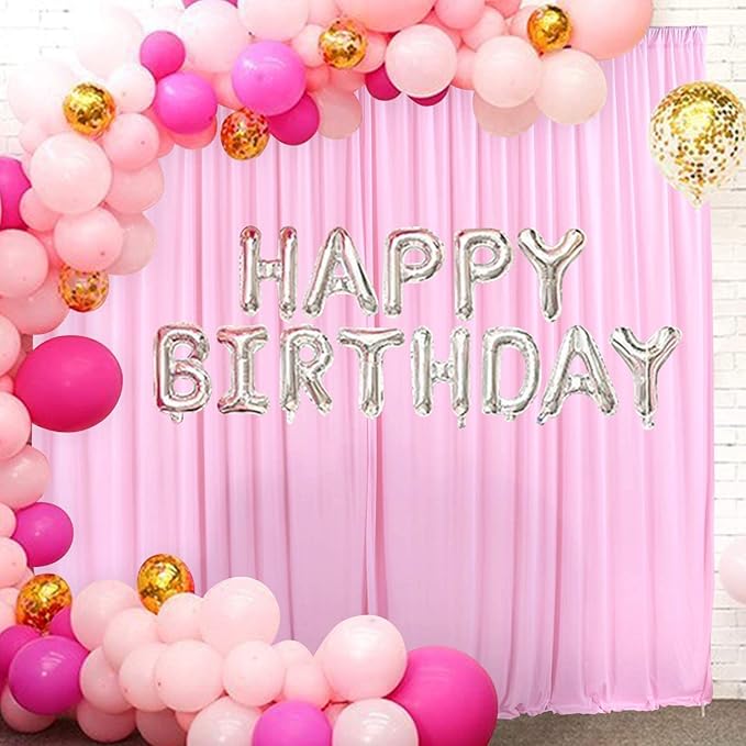 AK TRADING CO. 10 feet x 8 feet IFR Polyester Backdrop Drapes Curtains Panels with Rod Pockets - Wedding Ceremony Party Home Window Decorations - Pink