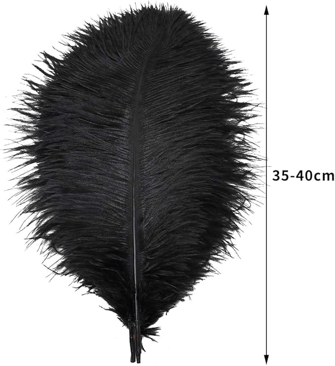 Ballinger Black Large Ostrich Feathers - 12Pcs 14-16inch Large Feathers for Vase, Wedding Party Centerpieces and Halloween Home Decor
