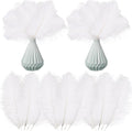 Crowye 100 Pcs Ostrich Feathers Bulk for Centerpieces Craft Ostrich Feathers for Vase Wedding Masquerade Party Home Costume Decorations (6-8 Inch,White)