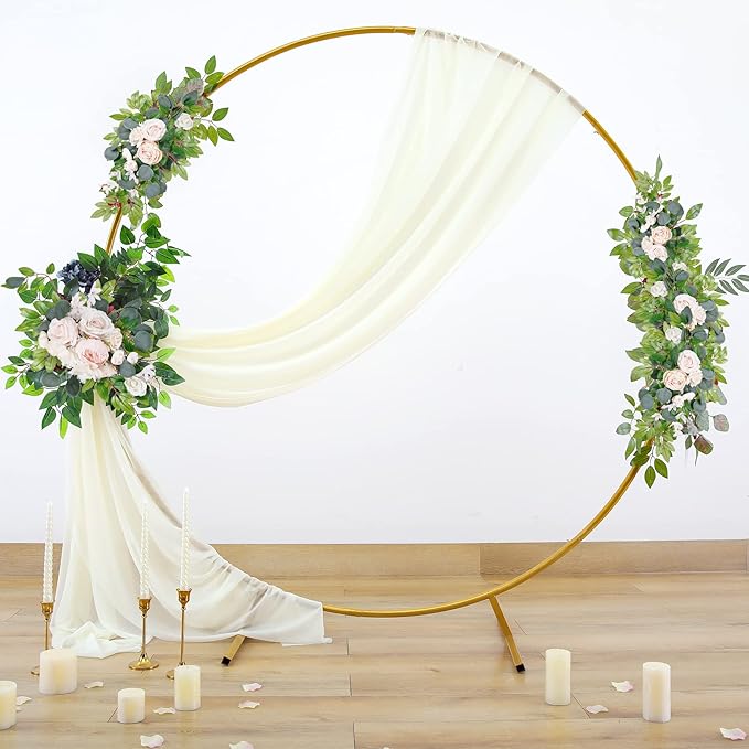 Wedding Arch Draping Fabric Beige Arch Drapes Sheer Backdrop Curtain for Ceremony Photo Wedding Decor 19Ft Length x 28" Width 1 Panel