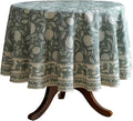 ISAENNE Designer Grayish Green Linen Round Tablecloth,Floral Elegant Stain Resistant Table Cloth,Fall Vintage Decor Tablecloths for Dining Thanksgiving Kitchen Party,Diameter 67"-Andrew A
