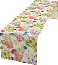 Ice Cream Table Runner, Watercolor Fruit Ice Popsicles Berry Kiwi Cold Summer Desserts Seasonal Dinner Runner for Party Holiday Home Kitchen Dining Table Decor 13"x108"