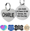 GoTags Stainless Steel Pet ID Tags, Personalized Dog Tags and Cat Tags, up to 8 Lines of Custom Text, Engraved on Both Sides, in Bone, Round, Heart, Bowtie and More (Heart, Regular (Pack of 1))