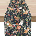 Rustic Woodland Table Runner, Farmhouse Forest Animals Country Lodge Wild Animals Fox Rabbits Table Center Decor for Home Kitchen Dining Patio Holiday Party Indoor Table Decorations, 13"x90" Inch