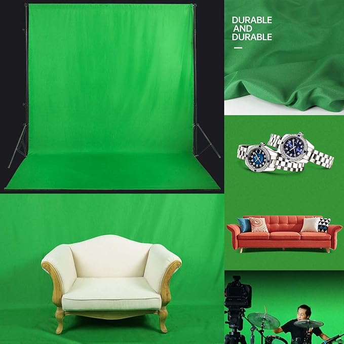 Green Screen Backdrop 10x7ft Photo Backdrop Chromakey Muslin Portrait Green Backdrop for PS Keying/Video Creation/Studio Portrait Shoots