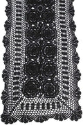 KEPSWET Cotton Handmade Crochet Lace Table Runner Black Rectangle Coffee Table Dresser Decor (14x36 inch)