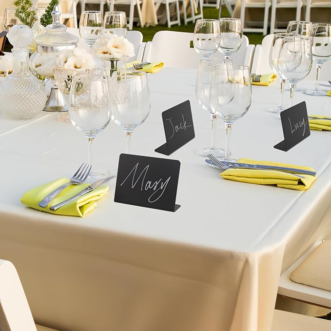 12 Pcs 4"x3" Mini Chalkboard Signs for Food, Reusable PVC Food Labels, Reserved Table Signs for Party Buffet, Birthdays, Bakery, Weddings Table Numbers, Buffet Display, Place Cards, Name Tag