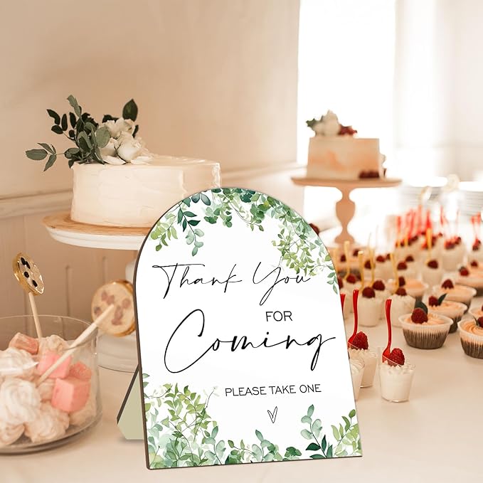 Thank You for Coming Please Take One Sign, Eucalyptus Leaf Decoration Wedding Shower Sign for Guests, Bridal Shower Welcome Sign, Baby Shower Birthday Party Decor Supplies 9 * 11IN