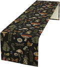 Mushroom Table Runner,Retro Forest Plant Table Runner for Kitchen Dining Table Home Party Decoration 13x90 Inch