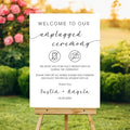 Wedding Unplugged Ceremony Yard Sign – No Phones or Cameras Icon – Outdoor Sign Personalized – Acrylic or Corrugated