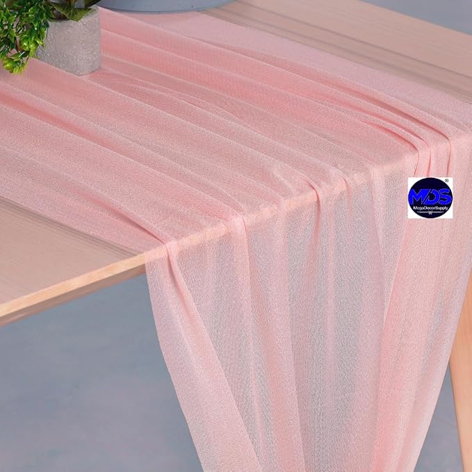 MDS Halloween Chiffon Table Runner - 1 Pack, 29 x 170 Inches, 14ft Each - Sheer Spooky Table Runners for Haunted House Parties, Trick-or-Treat Tables, Witchy Décor, Wedding & Events - Dusty Rose