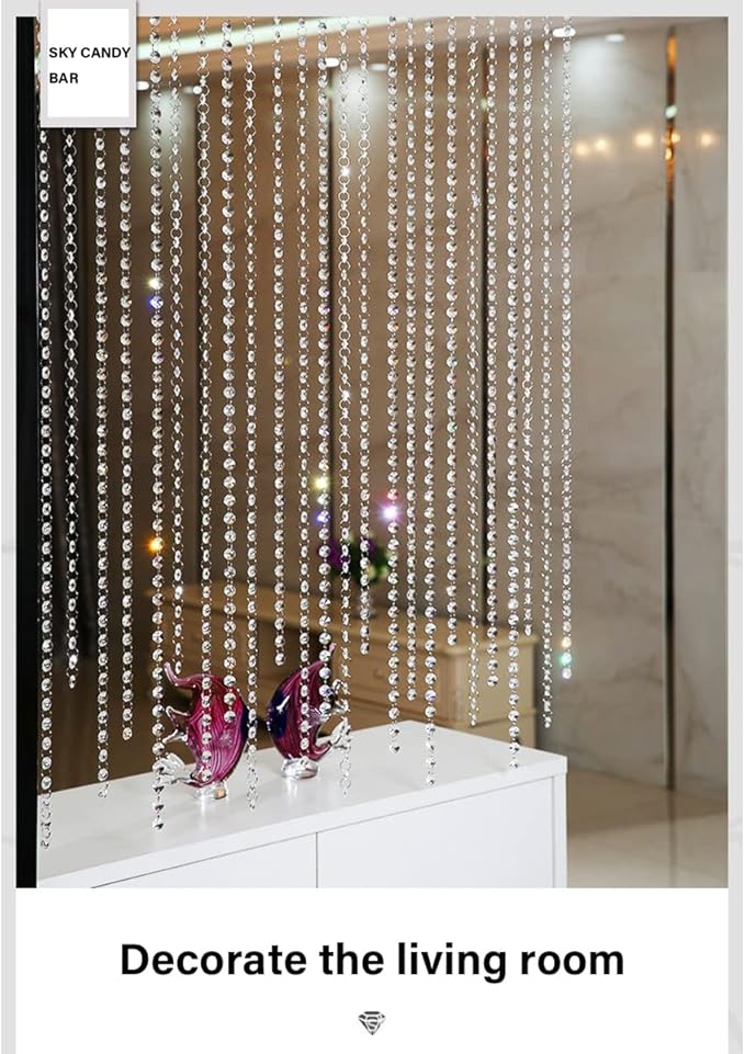 16 Feet Crystal Acrylic Gems Bead Garland Strands Manzanita Crystals Tree Garlands Christmas Decoration