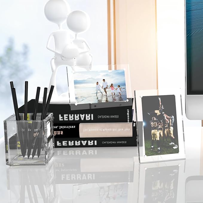 HELPLEX Picture Frames, 6 Pack 5x7 inch Acrylic Picture Frame Clear 5 x 7 Photo Frames Magnetic Picture Frames Ready for Tabletop Display, Effectively Protect Photos from Fading and Yellowing