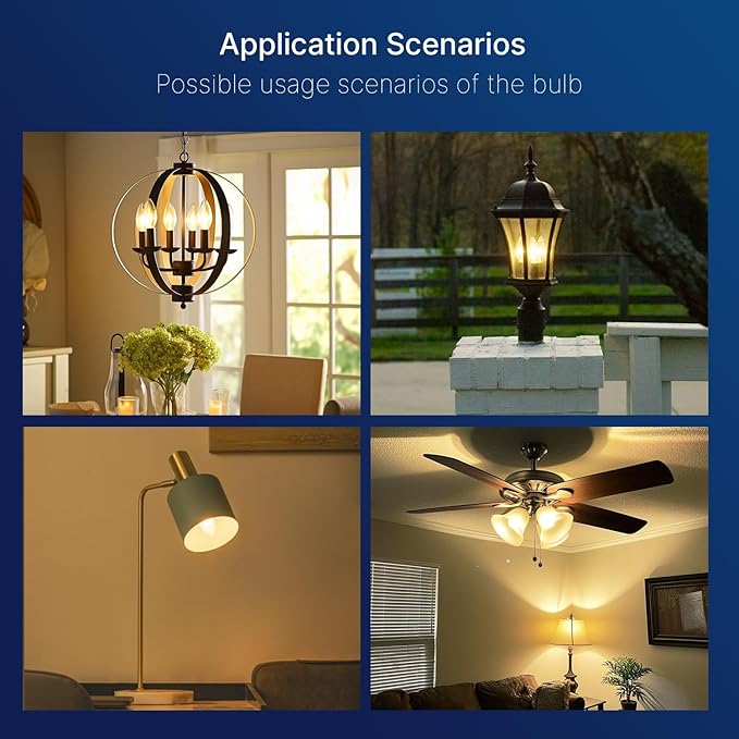 FLSNT 60W Equivalent LED Chandelier Light Bulbs, Dimmable LED B11 E12 Candelabra Base Bulbs, 3500K Natural White, 550LM, 12 Pack UL,CA65 Listed.
