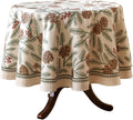 ISAENNE Designer Christmas Beige Linen Small Round Tablecloth,Pinecones Pattern Indoor Tablecloths,Washable Decor Table Cloth for Dining Thanksgiving Kitchen Christmas,Diameter 55"-Carol B