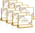 Smarpau 7x5 Gold Acrylic Sign Holder, 8 Pack Double Sided Holders Menu Holder for Wedding Party, Picture Frames Stands, Flyer Stand, Paper Display Stand Table Number Holders for Cafe, Restaurant