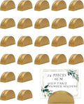 24 Pcs-6cm Table Number Stands, Wooden Semicircular Base - Wedding Place Card Holders, Restaurant Menu & Photo Holders for Tables Lightweight Indoor Design Office Tag Clips Banquet Birthday Party (gold)