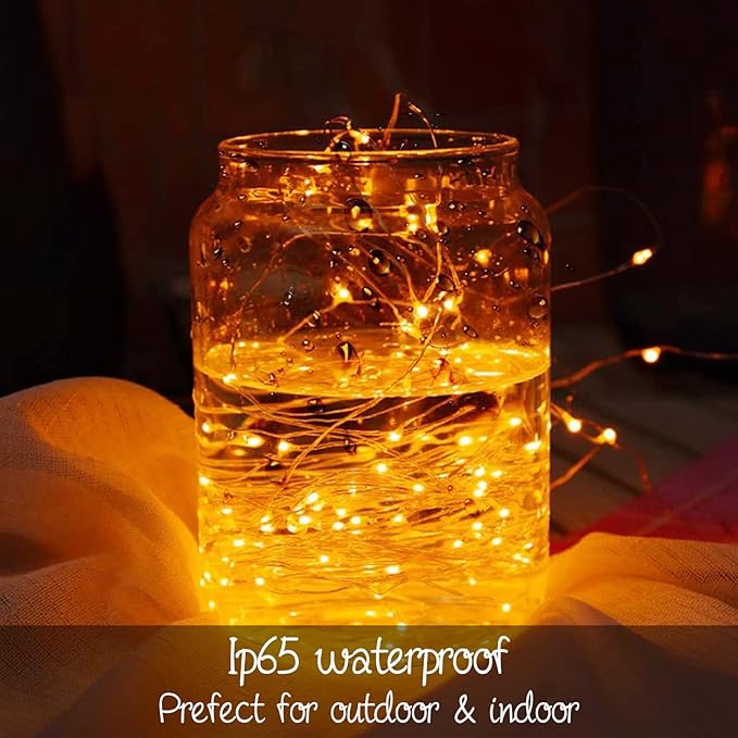 24 Pack LED Fairy Lights Battery Operated 7Ft 20Led Warm White Mini String Lights Waterproof Christmas Lights for Mason Jars Bedroom DIY Party Wedding Christmas Decor