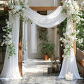 MDS Halloween Chiffon Draping Fabric - 2 Panel, 30" Wide x 50ft Long - Sheer Spooky Arbor & Canopy Drapery for Haunted House Backdrops, Party Ceilings, DIY Costumes & Themed Events - White
