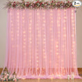 Sheer Backdrop Curtains with Lights String for Weddings Baby Showers, 10x10ft Sheer Tulle Photo Backdrop Curtains for Birthday Party Photography Background Decoration, Pink