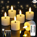 Rechargeable Flameless 1.6" x2.5" Tea Light Candles with Remote & Type-C Charging Cable, Timer LED Flickering White Plastic 6pcs Mini Dripping Wax Votive Tealight Candles