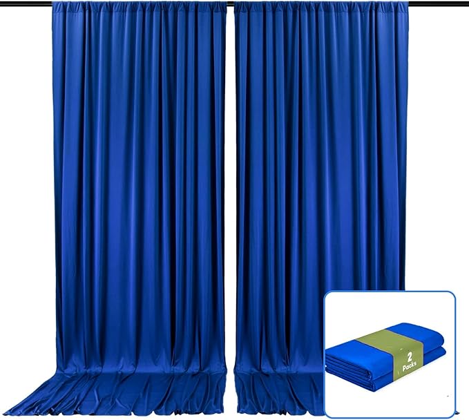 2 Panels Blue Backdrop Curtain, 10 x 7 Feet Background Curtains for Parties, Weddings, Baby Showers, Bachelorette Halloween, Christmas Birthday Party Photoshoot Backdrop Curtains Decorations