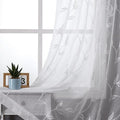 VISIONTEX White Sheer Voile Curtains, Decorative White Embroidery Faux Linen Rod Pocket Window Drapes for Home Kitchen, Living Room and Bedroom 54 x 84 Inch, Set of 2 Curtain Panels