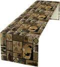 Vintage Deer Bear Table Runner, Fish Retro Farmhouse Cabin Lake Country Lodge Table Runner for Home Dinner Kitchen Living Room, 13x60 Inch