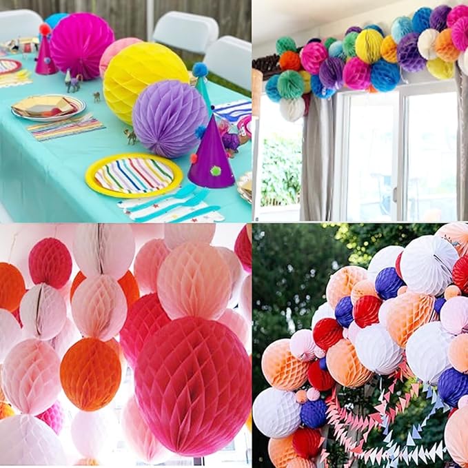 8pcs 10 inch Paper Honeycomb Balls Decorative Tissue Pom Poms Flower Art Hanging Balls for Birthday Wedding Nursery Baby Shower Home Decor (10inch, Baby Pink)