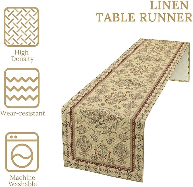Vintage Farmhouse Flower Table Runner Boho Elegant Home Kitchen Table Dining Coffee Room Garden Party Wedding Decor 13x36in
