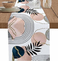 Modern Boho Cotton Linen Table Runner for Dining Kitchen, Wedding Outdoor Party Tablerunners Decoration, Abstract Bohemian Tropical Palm Leaf Dresser Scarf Coffee Tablecloth Runners 13x36 Inches