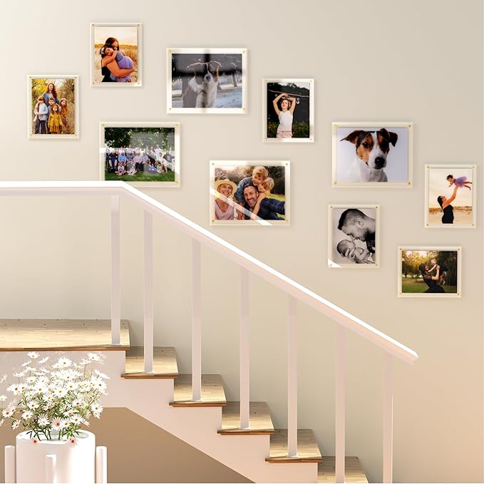 Acrylic Picture Frame for Wall, Clear Diploma Frame, No Drill Floating Frameless Photo Frame for Diploma Certificate Degree Document & Artworks Display, Graduation Gift for Students (2 Pack, 11X14 Straight edge)
