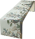 Peacock Table Runner,Retro Chinese Peonies Flowers Peacock Table Runner for Home Kitchen Dining Party Indoor Outdoor Decoration 13x36 Inch