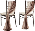 Ling's moment Wedding Chiffon Chair Sashes Cover Aisle Decorations Draping Fabric Wrinkle-Free with Tie 16 Pcs Cappuccino & Brown for Party Ceremony Reception Floral Arrangement Banquet Outdoor Decor