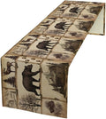 Rustic Cabin Table Runner, Retro Moose Cone Deer Bear Farmhouse Lodge Table Runner for Dinner Living Room Kitchen Vintage Country Cottage 13x70 Inch