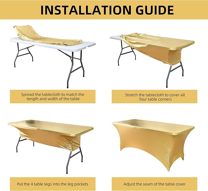 6-Pack 6ft Spandex Table Covers for Rectangle Standard Folding Tables - Wrinkle Resistant Stretch Tablecloths - Ultimate Fitted Table Protector for Parties, Trade Shows, Wedding