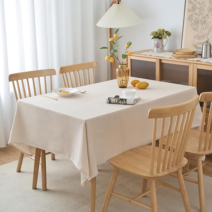 NLMUVW Linen Table Cloth for Rectangle Table, Champagne Tablecloth Water Resistant Farmhouse for Party, Kitchen Dining, 54 x 96 Inch
