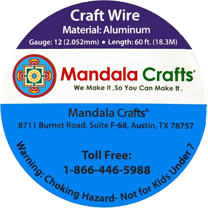 Mandala Crafts 12 Gauge Anodized Aluminum Craft Wire for Jewelry Making - 60 FT Colored Flexible Gray Wire - Bendable for Bonsai Armature Crafting Sculpting