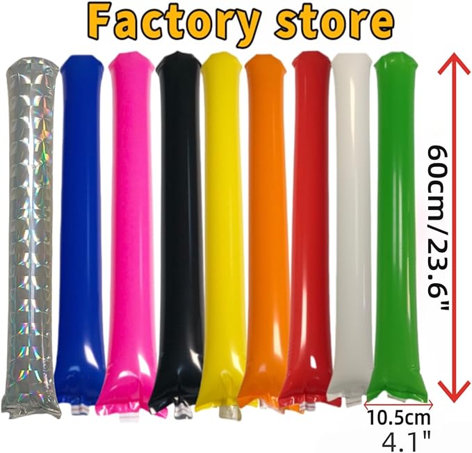40pcs Round headTeam Spirit Boom Sticks Thunder Sticks Cheering Sticks Team Spirit Plastic Cheerleading Spirit Stick Clapper Inflatable Noise Maker Sports Supply (Yellow)