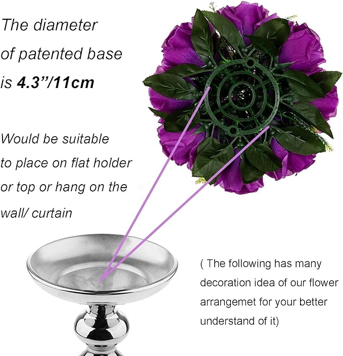 BLOSMON Flower Balls Wedding Rose Centerpieces 10 Pcs Purple Fake Flowers with Base Kissing Balls Decor Artificial Floral Arrangements Flower Bouquet of Roses Home Party Table DIY Decorations