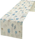 Starfish Table Runner,Vintage Nautical Seashell Tropical Beach Theme Coastal Ocean Sea Burlap for Hotel Indoors Outdoor Dining Room Kitchen Tablecloth, 13x80in