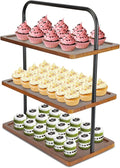 Solid Hardwood Cupcake Stand (Not Medium Density Fiberboard/Plywood), Raised Edges for 50 Cupcakes, 3 Tier Wooden Dessert Holder for Party, Woodsy Rustic Tower for Decor/Wedding/Birthday